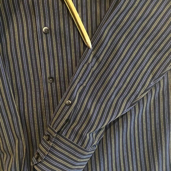 Geoffrey Beene Shirt Mens XL 17-17-1/2 Striped Button Down Long Sleeve - Picture 3 of 9